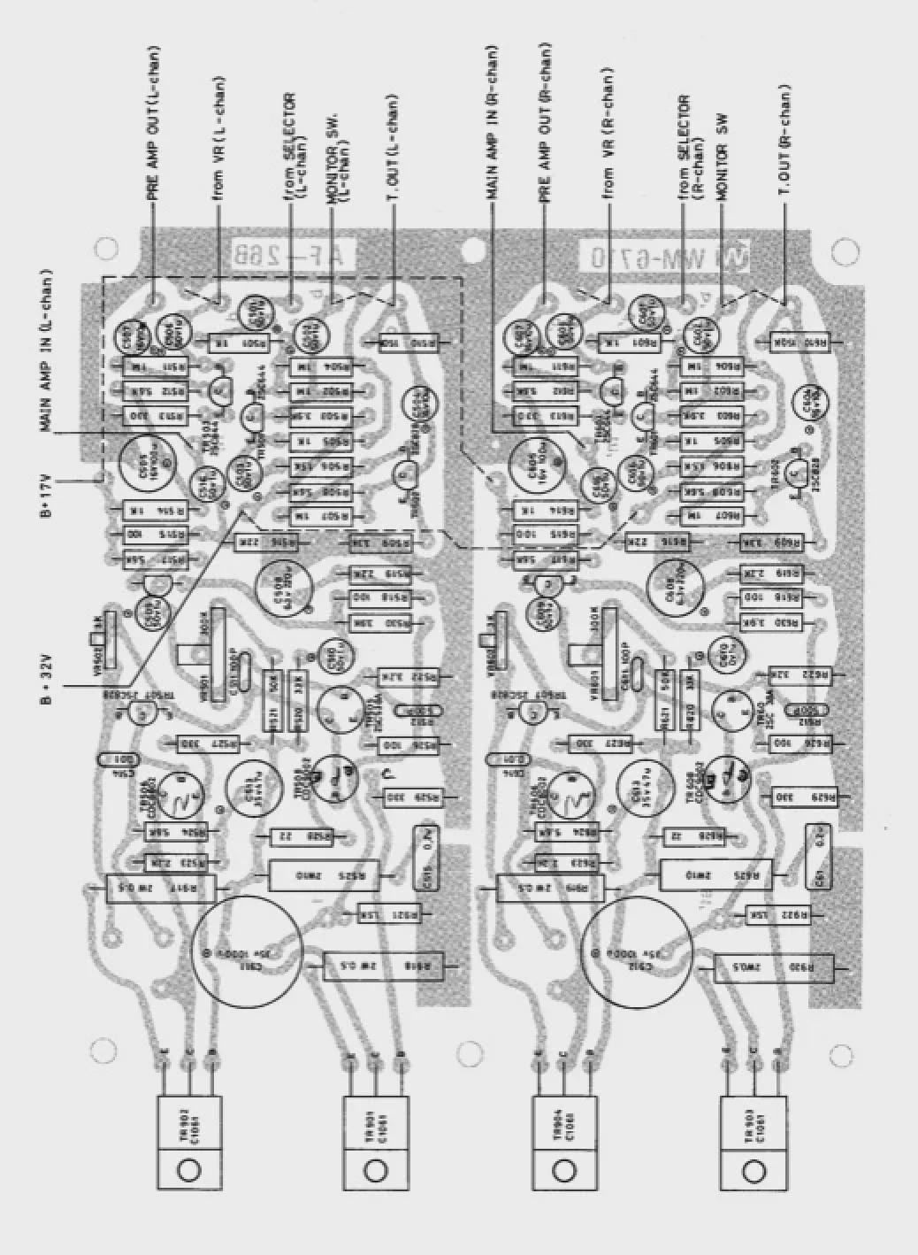 A schematic of the 330B's amplifier board