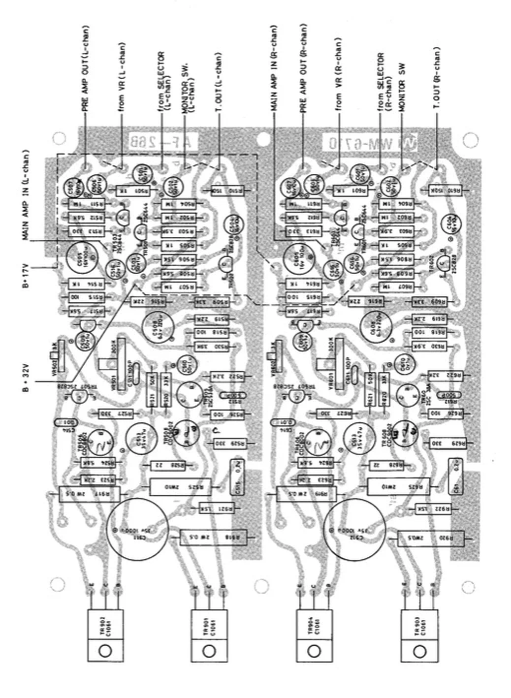 A schematic of the 330B's amplifier board